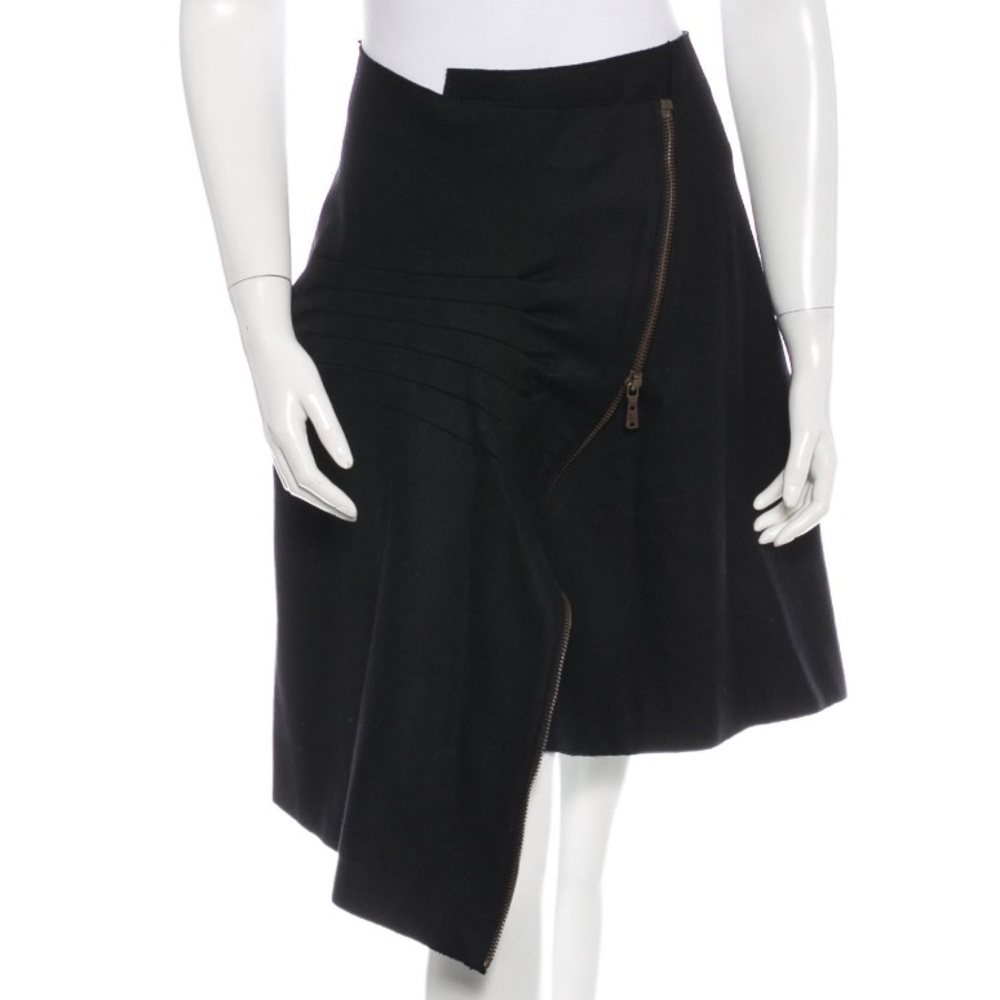 YSL Yves Saint Laurent Wool Asymmetrical Wrap A Line Skirt